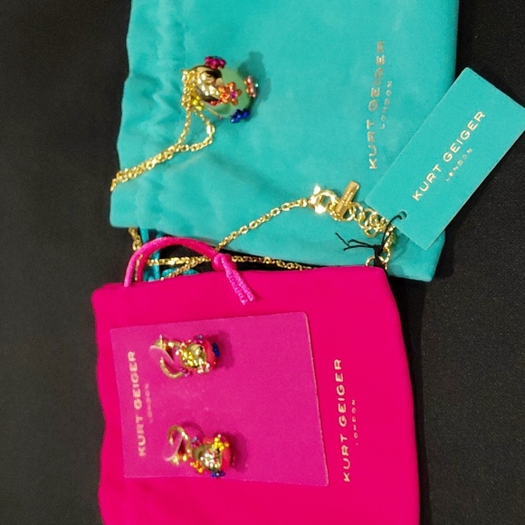 KURT GEIGER LONDON SET RAINBOW EGG FLOWER NECKLACE & EARRINGS - Picture 12 of 12